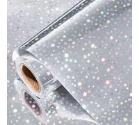 LeZakaa Silver Holographic Wrapping Paper Roll, Snowflakes Stars Moon Metallic Foil for Christmas, Winter Holiday, Birthday, Wedding, Engagement, Party Celebrations, Mini Roll 17 in x 32.8 ft