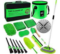 Lezcufer 17Pcs Car Wash Kit,62" Car Wash Brush Mop with Long Handle,Car Cleaning Kit,Car Detailing Brush Set,Car Wash Bucket with Dirt Trap,Car Wheel Brush,Complete Interior Car Cleaning Supplies
