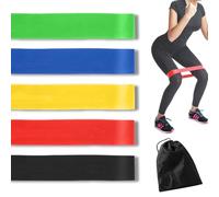 LEZER Resistance Loop Bands for Exercise Workout, Elastic Band, Stretch, Home Gym Fitness, Strength Training, Physical Therapy, Yoga, Women, Men, with Instruction and Carry Bag, Set of 5