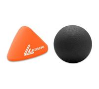 LEZER, Trigger Massage Point, Manual Massage Ball, Muscle Knots Relief Tool, Myofascial Release, Physical Therapy, Plantar Fasciitis, Set of 2 (Orange Trigger and Black Ball)
