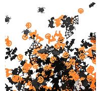 Lezevn 1 Ounce Halloween Confetti Glitter Sequins Metallic Foil Bat Cat Witch Spider Pumpkin Sequin Black Orange Confetti for Halloween Party Decorations