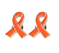 Lezevn 2 Pcs Orange Ribbon Pins Breast Cancer Awareness Day Props Survivors Support Symbol Enamel Brooch Pins Badges Hope Memorial Gift for Mourning Event