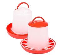 Lezevn 2 Pieces Chicken Drinker Feeder Kit Poultry Water Food Dispenser Plastic Chicken Water Feeder for Hen Button Quail