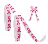 Lezevn 2 Rolls 10 Yards Grosgrain Pink Printed Ribbon Breast Cancer Awareness Ribbons for Wreath Bow Making DIY Crafts Wrapping Gifts Supplies (1cm Wide)
