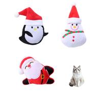 Lezevn 3pcs Christmas Catnip Toys Snowman Santa Claus Penguin Cartoon Kitten Teething Interactive Toy Xmas Cat Chew Bite Toys for Indoor Cats