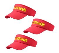 Lezevn 3Pcs Lifeguard Hat Adjustable Hat Red Sun Cap Guard Hat Halloween Men and Women Costume for Guard