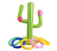 Lezevn 5 PCS Inflatable Cactus Ring Toss Game Set with Inflatable Cactus Color Inflatabled Rings for Party Decoration Pool Toys