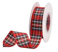 Lezevn 50 Yards Scottish Tartan Ribbon Christmas Scottish Double Sided Ribbon for Christmas Tree Bow Decoration, 2.5cm