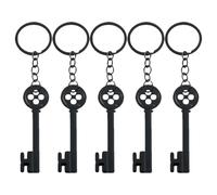 Lezevn 5pcs Key Keychain Black Button Key Pendants Horror Anime Film Movie Inspired Jewelry Cosplay Costume