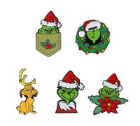 Lezevn 5pcs TV Movies Green Cartoon Christmas Pin Cute Enamel Pin Backpack Decorations Gift for Family Friends