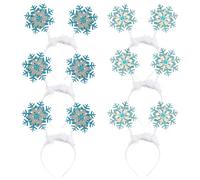 Lezevn 6pcs Christmas Feather Snowflake Headbands Blue Snowflake Head Boppers Xmas Head Decoration for New Year Christmas Party Masquerade