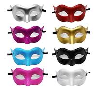 Lezevn 8Pcs Masquerade Masks - Venetian, Greek, Roman, Zorro, Men's Half Face Eyes Masks for Halloween, Mardi Gras (Multicolor)