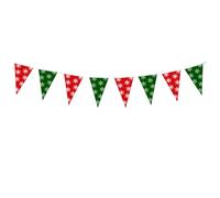 Lezevn Christmas Plastic Flags Red and Green Pennant Banner with Snowflakes Triangle Flag for Christmas Parties Decoration