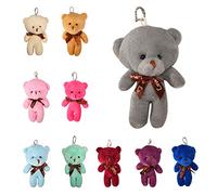 Lezevn Jomnvo 10 Pieces 10 Colors Small Bear Doll with Keychain Tiny Soft Plush Bear Toy Stuffed Tiny Bear for Wedding Birthday Party Bag Filler DIY Keychains