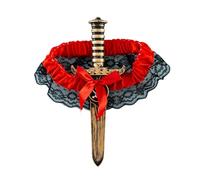 Lezevn Pirate Dagger Garter Sword Leg Holster Halloween Costume Accessories for Halloween Carnival Dress Up Props (Red)