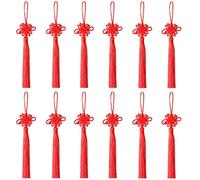 Lezevn Red Chinese Kontting Cord New Year Lucky Knot Handmade Silky Floss Chinese Tassel Celebration Supplies Decoration Car Handing Decoration (12)