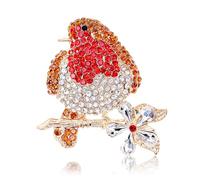 Lezevn Robin Brooch with Sparkly Diamantes Bird Rhinestone Brooch Pin Wedding Brooches Pin Jewelry Gifts Women Teen Girls