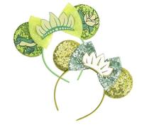 Leziazany Princess Mouse Ears Headband for Women Green Frog Bow Mouse Ears for Adult(2pcs)