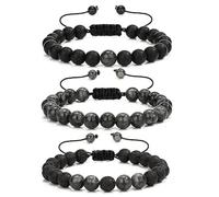 LeZisuIre CNLQ Long Distance Bracelets For Lovers Couples Matching Gift Matte Agate 8mm Bead Stone (Elastic Red), One Size, Stone, stone
