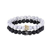 LeZisuIre CNLQ Long Distance Bracelets For Lovers Couples Matching Gift Matte Agate 8mm Bead Stone (Elastic Red), One Size, Stone, stone