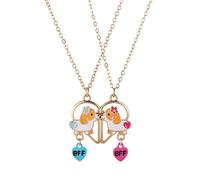 Lezmoii Best Friend Necklace Friendship Necklace Gifts Matching Magnetic BFF Necklace for 2 Girls, Metal, No Gemstone