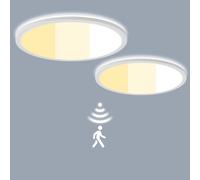 LEZOE 2PCS LED Ceiling Light Dimmable with Motion Sensor, 18W 2000LM Radar Sensor Ceiling Lamp with Remote Control, 3000K/4500K/6500K for Bathroom, Garage, Stairs, Hallway, Balcony, Entrance, 22CM