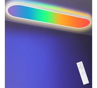 LEZOE Dimmable RGB LED Ceiling Light with Remote Control, 36W 4500LM 4000K RGB Dimmable Light Panel for Office, Kitchen, Living Room, Bedroom, Children's Room 80x20x2.8cm Oval