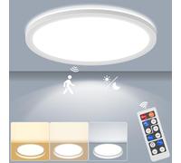 LEZOE LED Ceiling Light Dimmable with Motion Sensor, 18W 2000LM Radar Sensor Ceiling Lamp with Remote Control, 3000K/4500K/6500K for Bathroom, Garage, Stairs, Basement Hallway, Balcony, Entrance, 22CM
