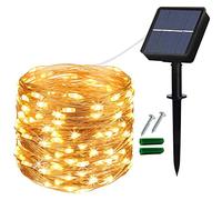 Lezonic 120LED Solar Garden Lights, 8 Modes Solar Lights Outdoor Garden Waterproof,12M/40Ft Solar String Lights for Indoor/Outdoor Patio Gate Yard Wedding Party Decoration (Warm White)