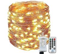 Lezonic 220LED/25M Fairy Lights Mains Powered with Remote Timer,Warm White
