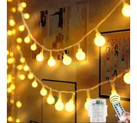 Lezonic 60LED Battery Fairy Lights, 6M Battery Powered String Lights, 8 Lighting Modes Christmas Fairy Lights for Indoor/Outdoor, Bedroom, Party, Christmas Tree Decorations(Warm White)