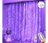 Lezonic Curtain String Light Waterproof, 3m×3m 300LED 8 Modes Remote Control Timer Adjustable Brightness,Curtain Fairy Light Plug in for Bedroom, Garden, Party, Wedding, Christmas (Purple)