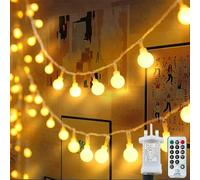 Lezonic Globe String Lights, 200LED 20M/65ft Fairy Lights Plug in Powered, 8 Modes Christmas Lights with Remote & Timer, Fairy Lights for Bedroom, Garden, Gazebo, Party Decorations (Warm White)