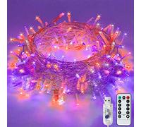 Lezonic Halloween String Lights 12M/120LED Outdoor Fairy Lights Waterproof, 8 Modes Garden Christmas Lights with USB Powered for Halloween,Christmastree, Garden,Party,Decorations (Purple & Orange)