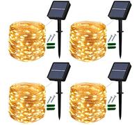Lezonic Solar Fairy Lights, 4Pack Each 12M/40Ft 120 LED Solar String Lights Outdoor, 8 Modes Waterproof Copper Wire Garden Lights for Home Trees Patio Yard Fence Wedding Party Decorations (Warm White)