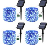 Lezonic Solar Fairy Lights, 4Pack Each 12M/40Ft 120 LED Solar String Lights Outdoor, 8 Modes Waterproof Copper Wire Garden Lights for Home Trees Patio Yard Fence Wedding Party Decorations (Blue)