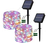 Lezonic Solar Fairy Lights Outdoor, 2 Pack Each 12M/40Ft 120LED String Lights, 8 Modes Waterproof Garden Lights Indoor/Outdoor for Home Garden Patio Yard Fence Party Decorations (Multi-Coloured)