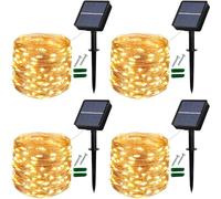 Lezonic Solar Fairy Lights Outdoor,4 Pack 12M/40Ft 120LED Solar String Lights with 8 Modes Waterproof Copper Wire Decorative Garden Light for Home, Yard, Party, Wedding, Patio (Warm White)