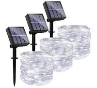 Lezonic Solar Fairy Lights Outdoor Garden, 3Pack Each 12M 120LED Solar Garden Lights Waterproof Copper Wire String Lights with 8 Modes for Patio Yard Fence Lawn Wedding Party Decorations (Cold White)