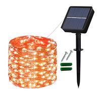 Lezonic Solar Garden Lights Waterproof, 12M/40Ft 120LED Solar Fairy Lights, 8 Modes Copper Wire String Lights for Indoor/Outdoor Home Patio Fence Party Wedding Decoration (Orange)