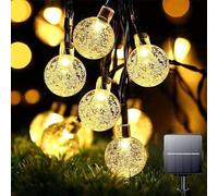 Lezonic Solar Garden Lights Waterproof, 5M 30LED Solar String Lights, 8 Modes Globe Fairy Lights for Indoor/Outdoor, Garden Patio Lawn Yard Home Party Wedding Festival Decoration (Warm White)