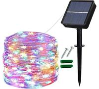 Lezonic Solar Lights Outdoor Garden, 12M/40Ft 120LED Solar String Lights 8 Modes Copper Wire Fairy Lights for Home, Garden, Patio, Yard, Gazebo, Fence, Party, Wedding Decoration (Multi-Coloured)