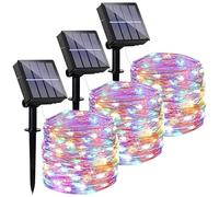 Lezonic Solar Lights Outdoor Garden,3Pack Each 120 LED Solar String Lights Waterproof, 8 Mode Garden Solar Lights Copper Wire Lighting for Wedding, Patio, Yard, Tree, Christmas (Multi-Coloured)