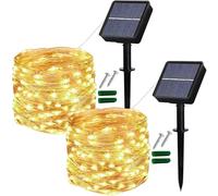 Lezonic Solar String Lights - 2 Pack 12M/40Ft Garden Lights, 120 LED 8 Modes Fairy Lights for Indoor/Outdoor Patio, Yard, Fence, Lawn, Party, Wedding Decoration (Yellow)