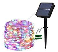 Lezonic Solar String Lights Outdoor, 12M/40Ft 120LED Solar Fairy Lights 8 Modes Copper Wire Garden Lights for Home, Garden, Patio, Yard, Gazebo, Fence, Party, Wedding Decoration (Multi-Colored)
