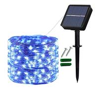 Lezonic Solar String Lights Outdoor, 12M/40Ft 120LED Solar Fairy Lights Waterproof 8 Modes Copper Wire Garden Lights for Indoor/Outdoor Patio Gate Yard Fence Wedding Party Decorations (Blue)