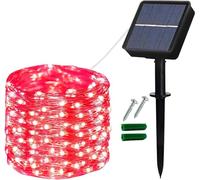 Lezonic Solar String Lights Outdoor, 12M/40Ft 120LED Waterproof Fairy Lights, 8 Modes Copper Wire Solar Garden Lights for Home, Patio, Yard, Gazebo, Fence, Party, Wedding Decoration (Red)