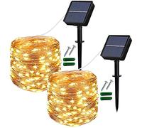 Lezonic Solar String Lights Outdoor, 2Pack Total 240 LED/80FT Solar Garden Lights Waterproof, 8 Modes Indoor/Outdoor Fairy Lights Copper Wire Lighting for Patio Yard Party Wedding (Warm White)