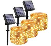 Lezonic Solar String Lights Outdoor, 3 Pack Each 12M/40Ft 120LED Solar Fairy Lights, 8 Modes Waterproof Garden Lights Indoor/Outdoor for Home Garden Patio Yard Party Decorations (Warm White)