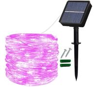 Lezonic Solar String Lights Outdoor,8 Modes Copper Wire Solar Garden Lights Waterproof,12M/40Ft 120LED Fairy Lights for Home, Patio, Yard, Gazebo, Fence, Party, Wedding Decoration (Pink)